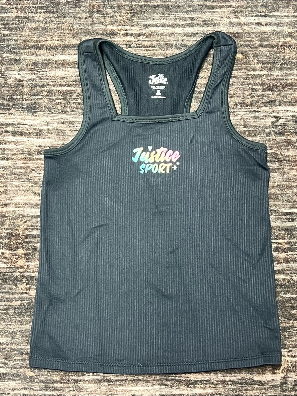 Justice Sport Black Ribbed Tank